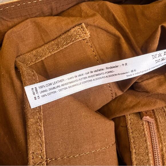 Free People Roswell Boho Slouchy Suede Leather Messenger Bag Tote Cognac Brown - Picture 11 of 16